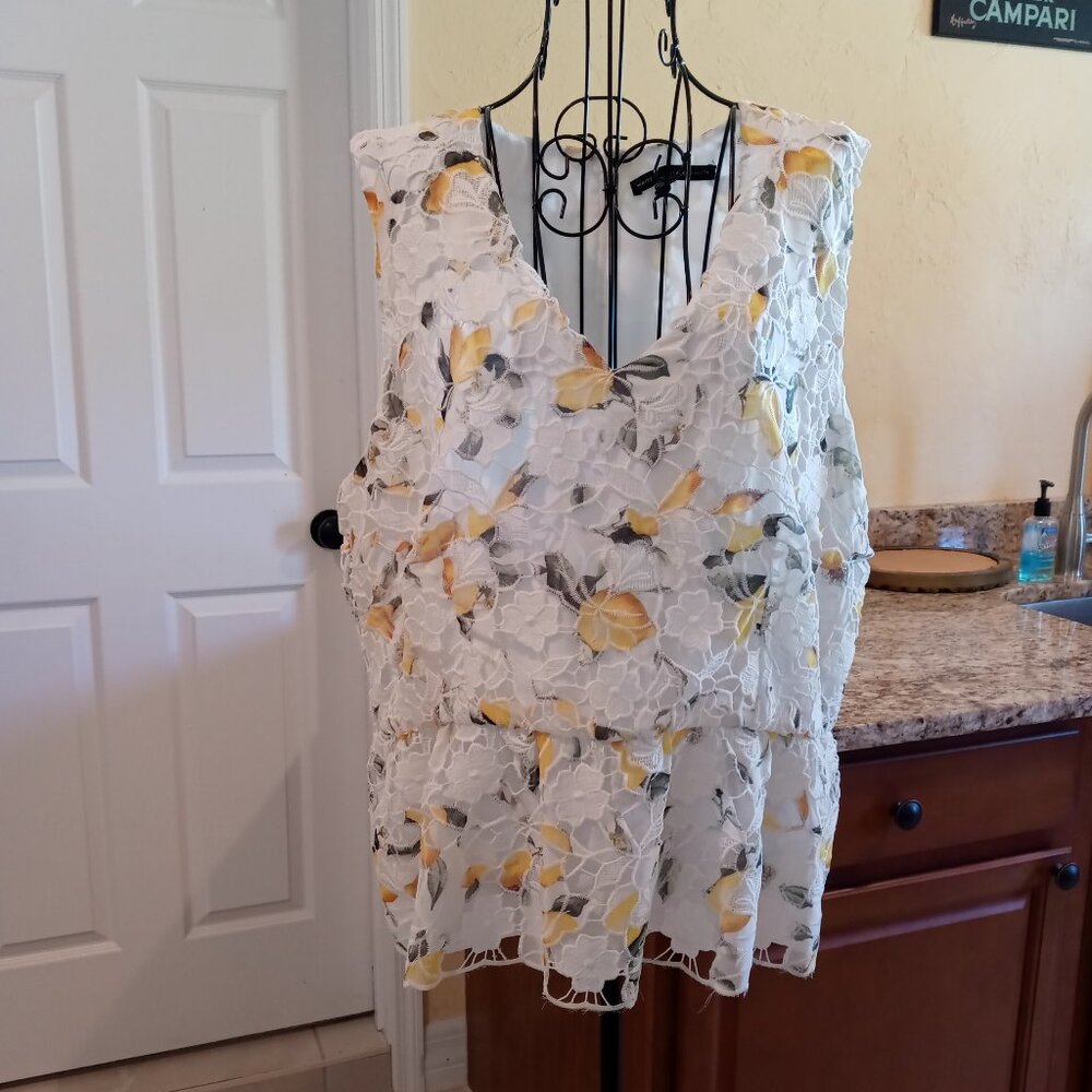 WHBM Lemons Peplum Blouse NWT